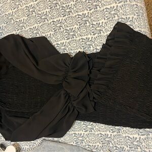 SHEIN Black Ruffled Wedding Dress